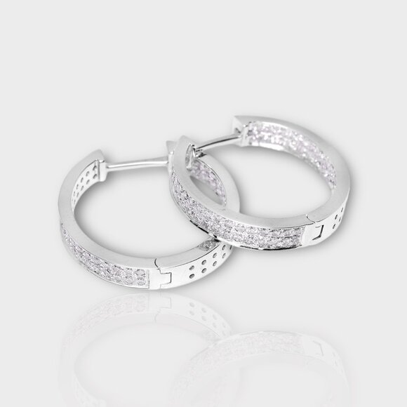 Diamond Round Earrings - Picture 2 of 5